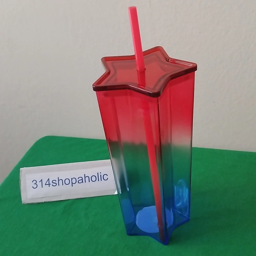 Multicolor Star-Shaped Ombre Tumbler With Straw
